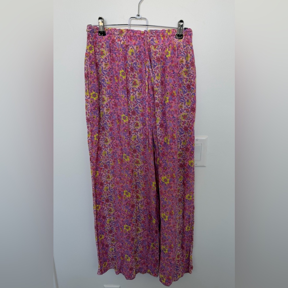 Easel Pink Floral Wide Leg Pants